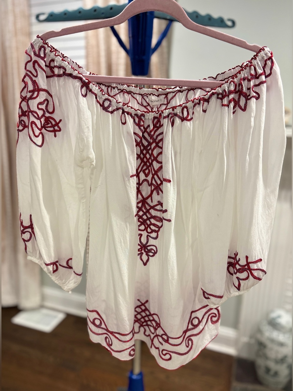 Poupette St Barth Off-Shoulder Embroidered Top - Small